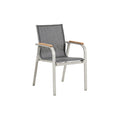 **
**Moderne Tuinstoel met Aluminium Frame en Houten Armleuningen**