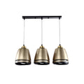 Drievoudige hanglamp met metalen kappen en balkonmontage**
