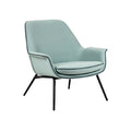 **Titel in het Nederlands:** Moderne stoffeerfauteuil met zwart metalen frame