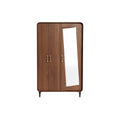 ** Elegante houten kast met spiegeldeurtje en minimalistisch ontwerp