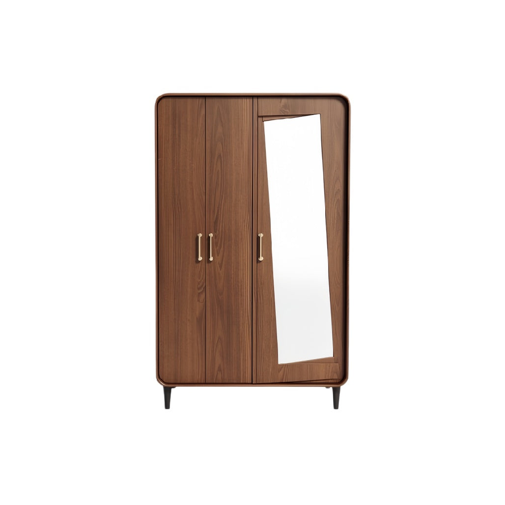 ** Elegante houten kast met spiegeldeurtje en minimalistisch ontwerp