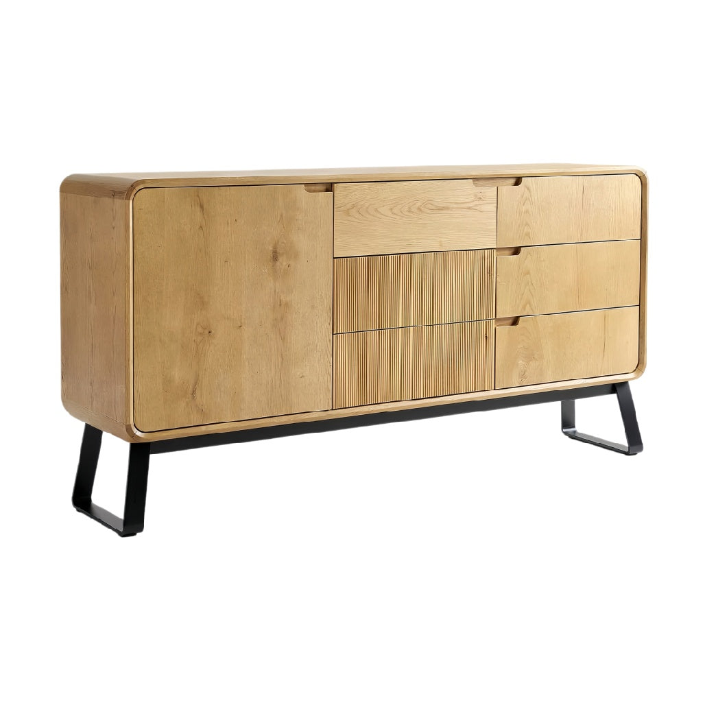 Modern eikenhouten dressoir met metalen poten**